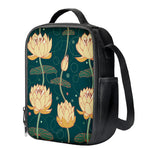 Vintage Lotus Pattern Print Crossbody Lunch Bag
