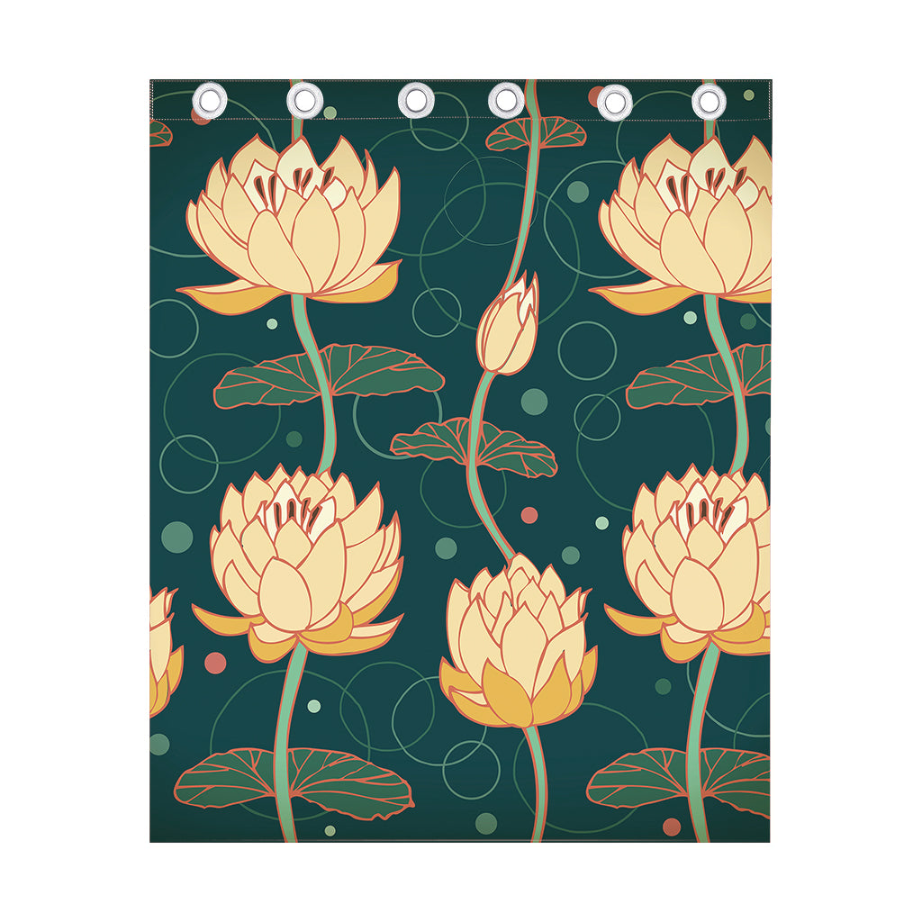 Vintage Lotus Pattern Print Curtain