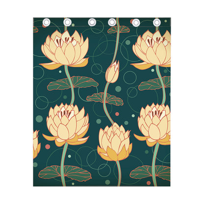 Vintage Lotus Pattern Print Curtain