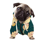 Vintage Lotus Pattern Print Dog Zip Up Hoodie