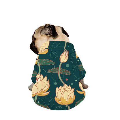 Vintage Lotus Pattern Print Dog Zip Up Jacket