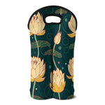 Vintage Lotus Pattern Print Double Neoprene Wine Tote