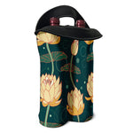 Vintage Lotus Pattern Print Double Neoprene Wine Tote