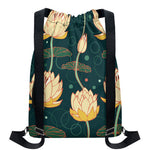 Vintage Lotus Pattern Print Drawstring Backpack