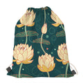 Vintage Lotus Pattern Print Drawstring Bag