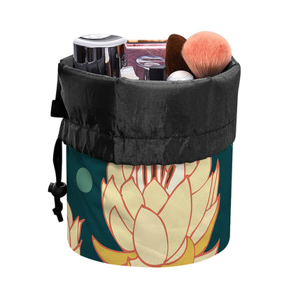 Vintage Lotus Pattern Print Drawstring Makeup Bag
