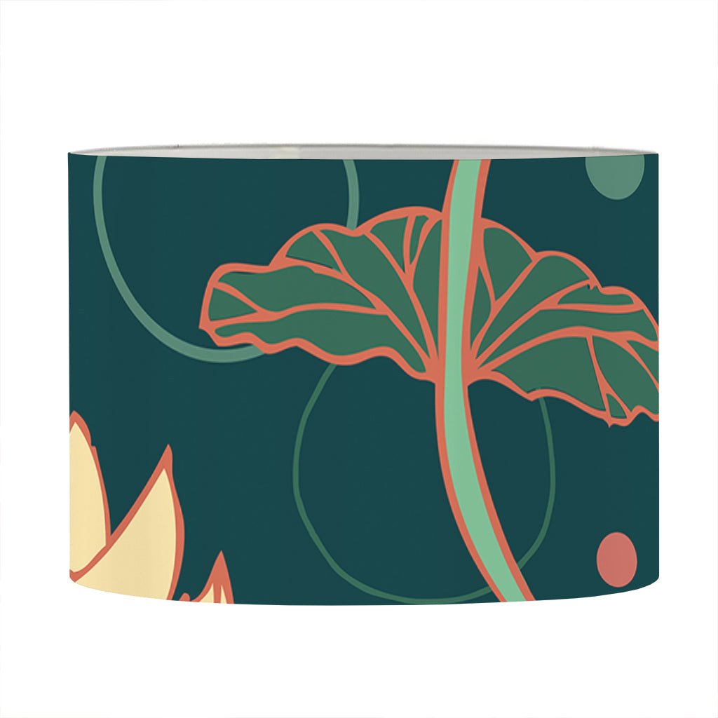Vintage Lotus Pattern Print Drum Lamp Shade