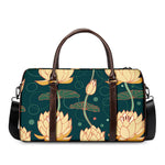 Vintage Lotus Pattern Print Duffle Bag