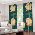 Vintage Lotus Pattern Print Extra Wide Grommet Curtains