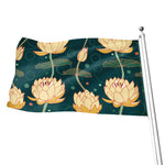 Vintage Lotus Pattern Print Flag
