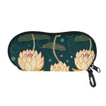 Vintage Lotus Pattern Print Glasses Case