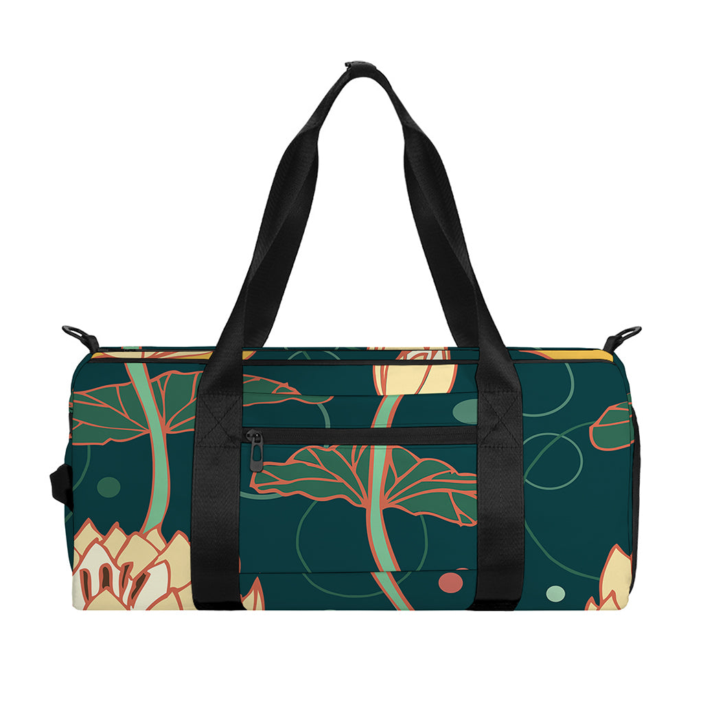 Vintage Lotus Pattern Print Gym Bag