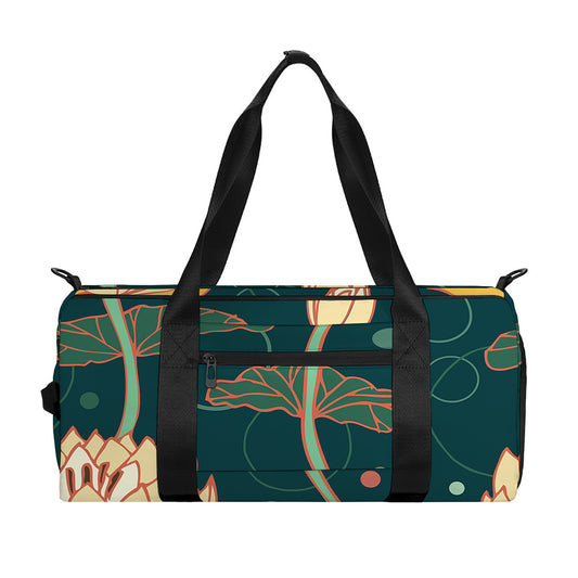 Vintage Lotus Pattern Print Gym Bag