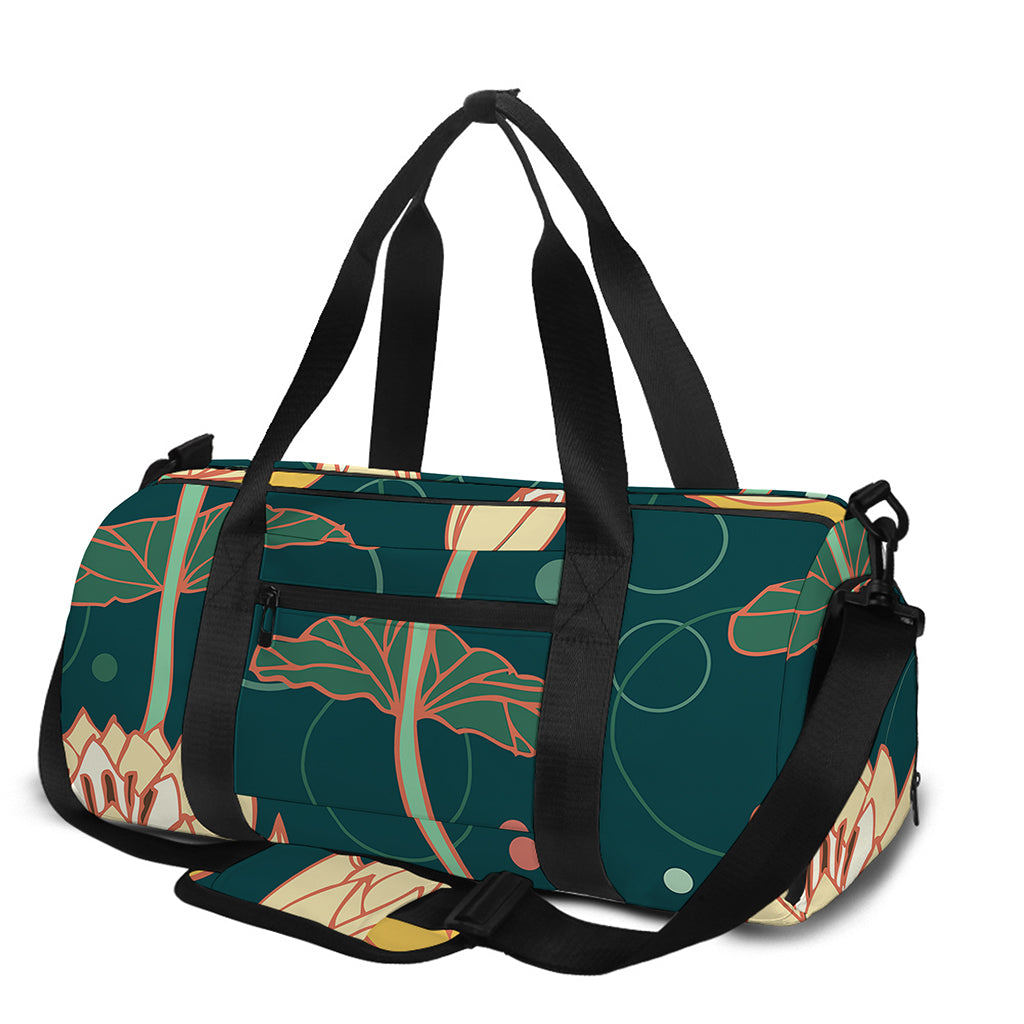 Vintage Lotus Pattern Print Gym Bag