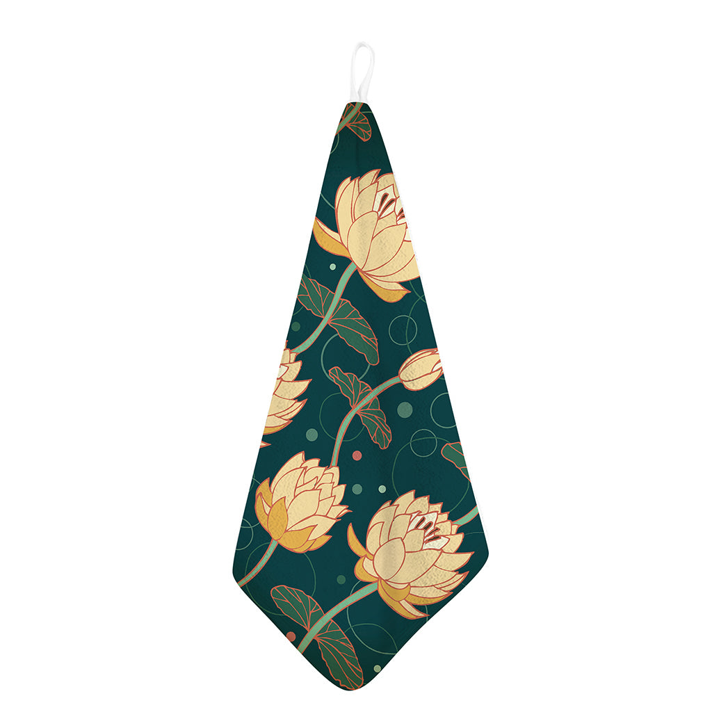 Vintage Lotus Pattern Print Hand Towel
