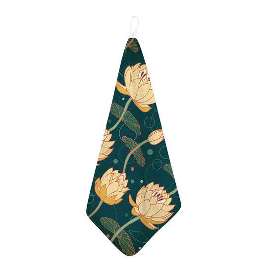 Vintage Lotus Pattern Print Hand Towel