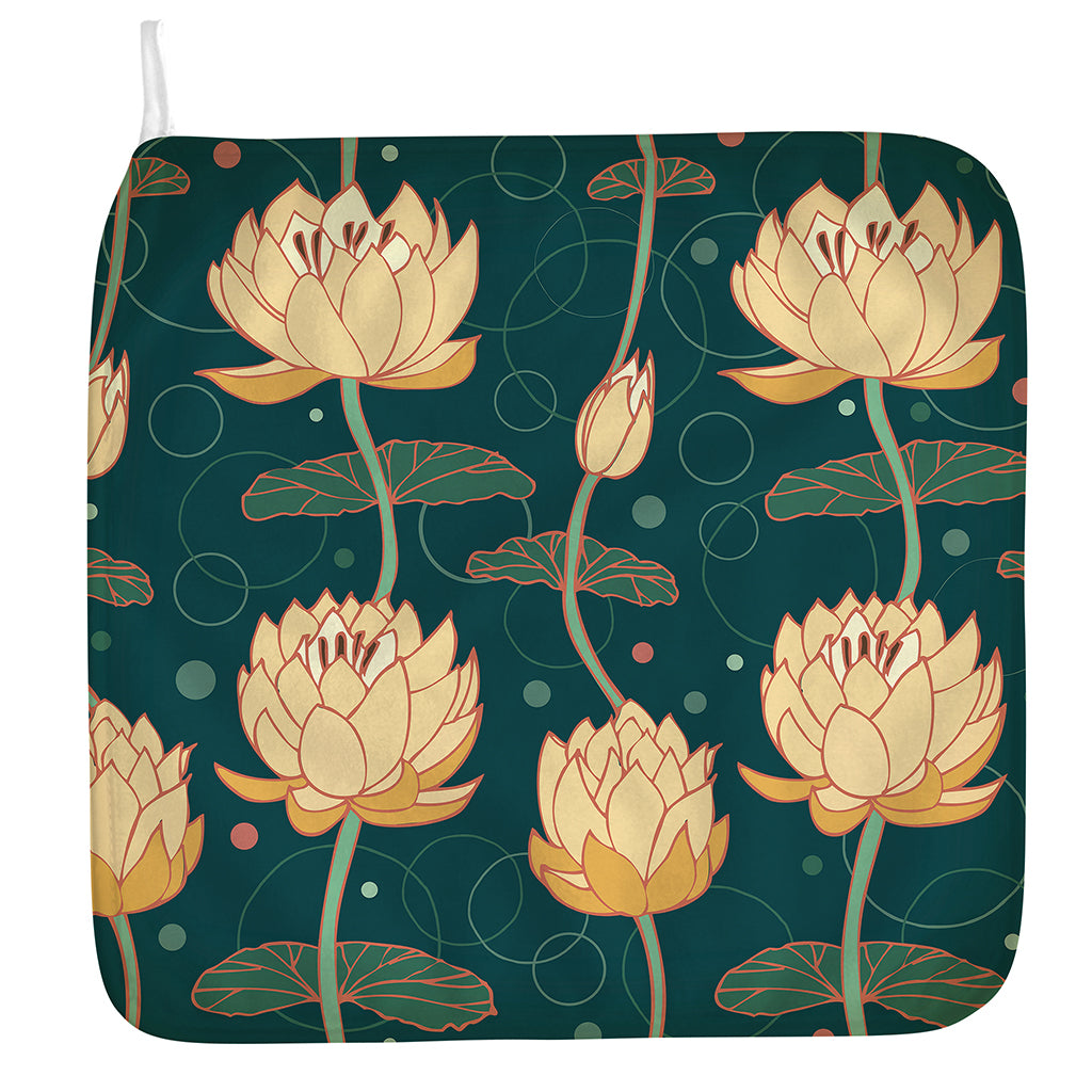 Vintage Lotus Pattern Print Hand Towel