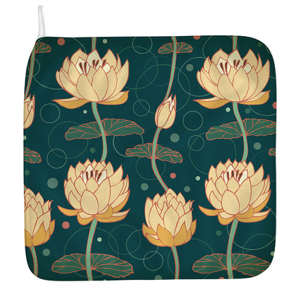 Vintage Lotus Pattern Print Hand Towel