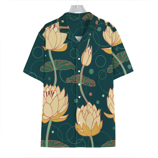 Vintage Lotus Pattern Print Hawaiian Shirt