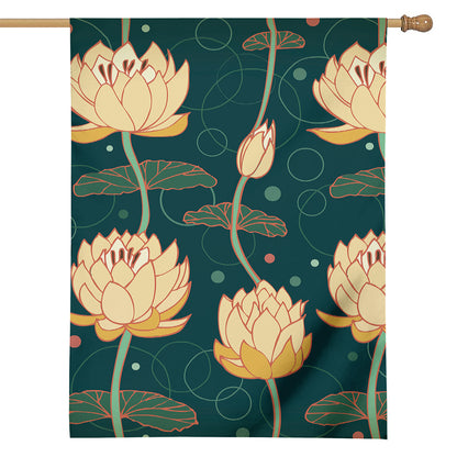 Vintage Lotus Pattern Print House Flag