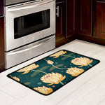 Vintage Lotus Pattern Print Kitchen Mat