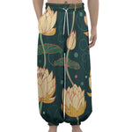 Vintage Lotus Pattern Print Lantern Pants