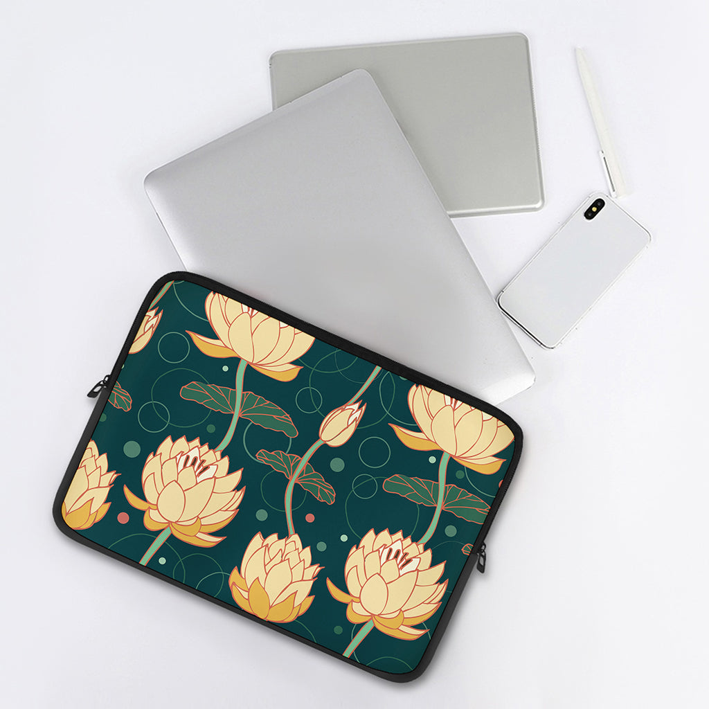 Vintage Lotus Pattern Print Laptop Sleeve