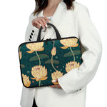 Vintage Lotus Pattern Print Laptop Sleeve With Handle
