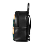 Vintage Lotus Pattern Print Leather Backpack