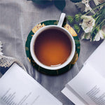 Vintage Lotus Pattern Print Leather Coaster Set