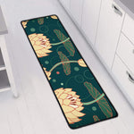 Vintage Lotus Pattern Print Long Kitchen Mat