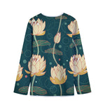 Vintage Lotus Pattern Print Long Sleeve Short Coat