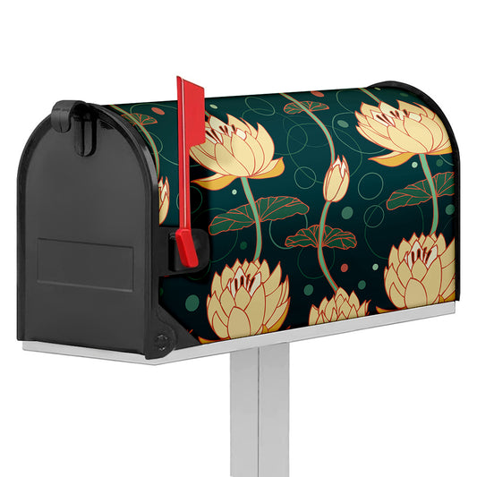 Vintage Lotus Pattern Print Mailbox Cover