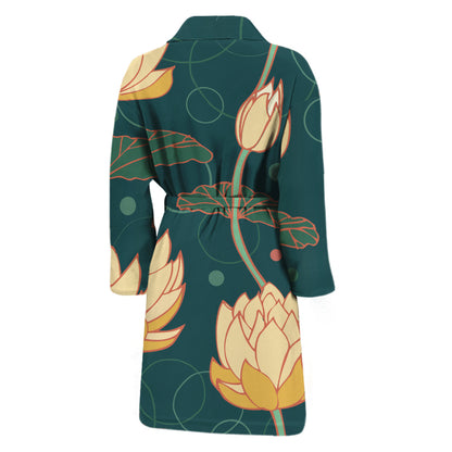 Vintage Lotus Pattern Print Men's Bathrobe