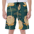Vintage Lotus Pattern Print Men's Beach Shorts