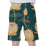 Vintage Lotus Pattern Print Men's Beach Shorts