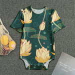 Vintage Lotus Pattern Print Men's Bodysuit