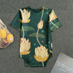 Vintage Lotus Pattern Print Men's Bodysuit