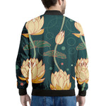 Vintage Lotus Pattern Print Men's Bomber Jacket