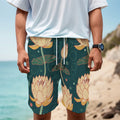 Vintage Lotus Pattern Print Men's Cargo Shorts