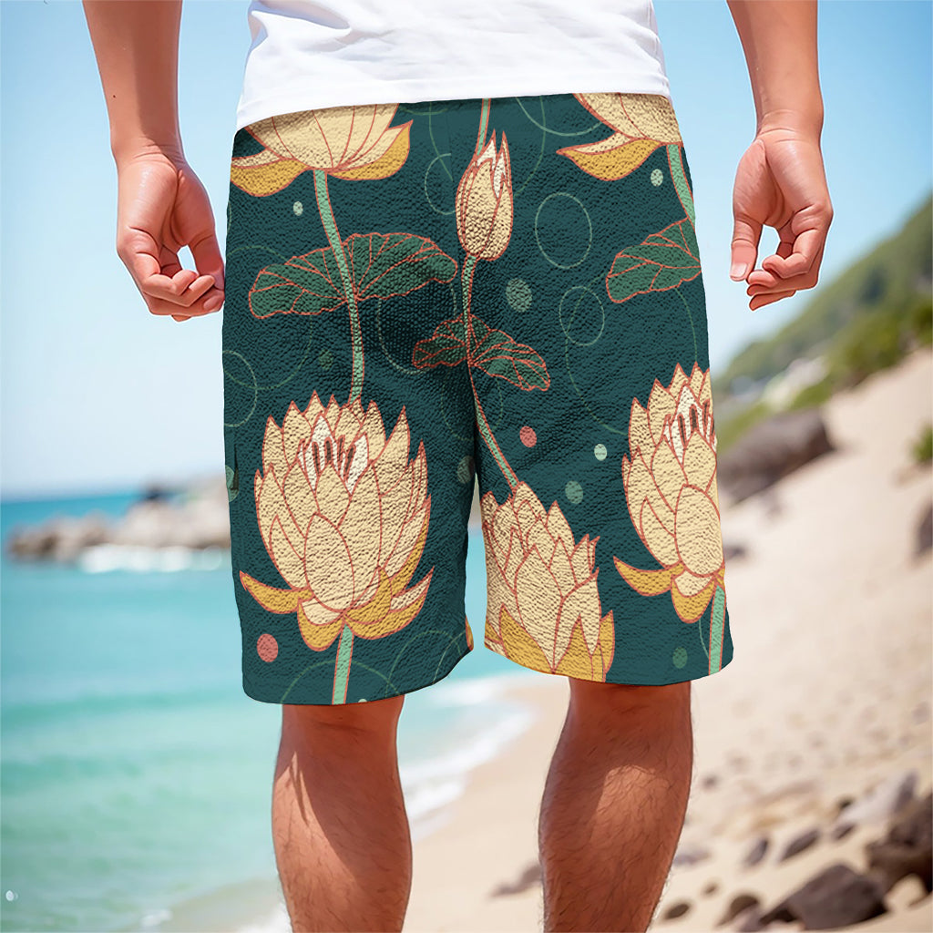 Vintage Lotus Pattern Print Men's Cargo Shorts