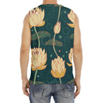 Vintage Lotus Pattern Print Men's Fitness Tank Top