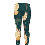 Vintage Lotus Pattern Print Men's leggings