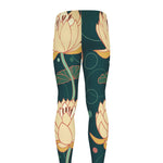 Vintage Lotus Pattern Print Men's leggings