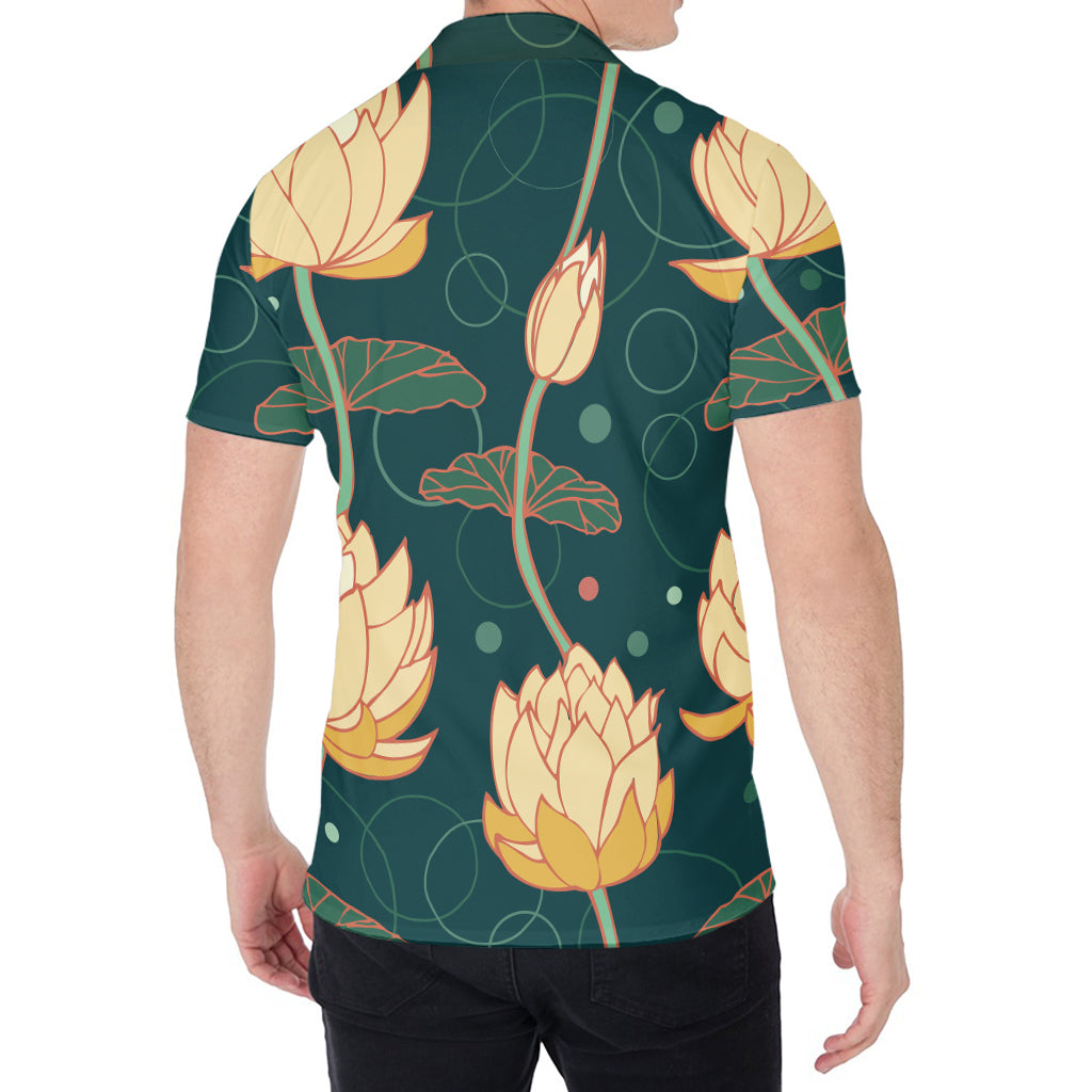 Vintage Lotus Pattern Print Men's Shirt