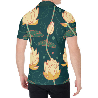 Vintage Lotus Pattern Print Men's Shirt