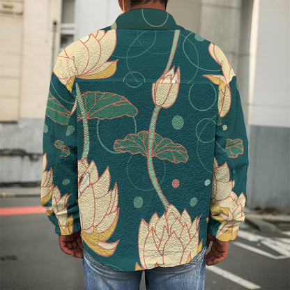 Vintage Lotus Pattern Print Men's Shirt Jacket