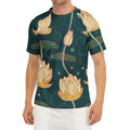 Vintage Lotus Pattern Print Men's Short Sleeve Rash Guard