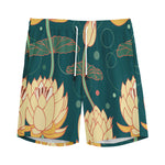 Vintage Lotus Pattern Print Men's Sports Shorts