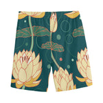 Vintage Lotus Pattern Print Men's Sports Shorts
